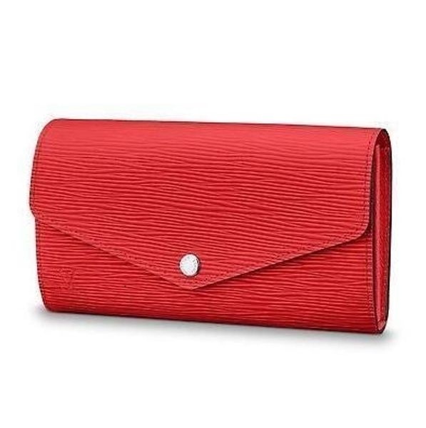 

m60723 c sarah wallet water ripple red real caviar lambskin chain flap bag long chain wallets key card holders purse clutches evening