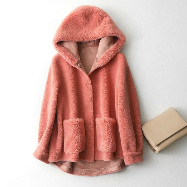 

real fur coat women 100% wool hooded jacket winter women's short fur coats and jackets korean abrigo mujer kqn59325 yy366, Black