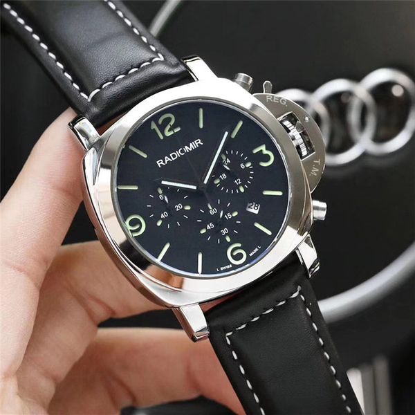 

luminous luxury watch mens full feature outdoor sports watch fashion leather calendar watch brand military clocks watches waterproof, Slivery;brown