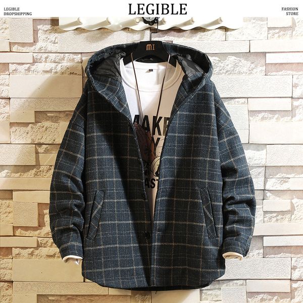 

2019 winter jackets mens thick plaid windbreaker jacket male autum japanese oversize jacket man streetwear, Black;brown