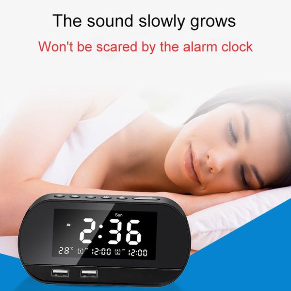 

mirror alarm clock led digital display electronic time calendar table alarm clock usb charging student desk clocks