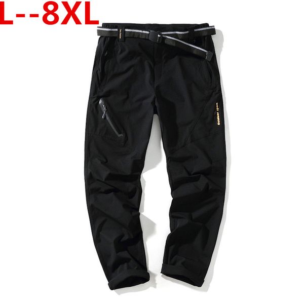 

8xl men's sportswear sweatpants outdoors quickly dry breathable casual working exercise pants outside joggers trousers for men, Black
