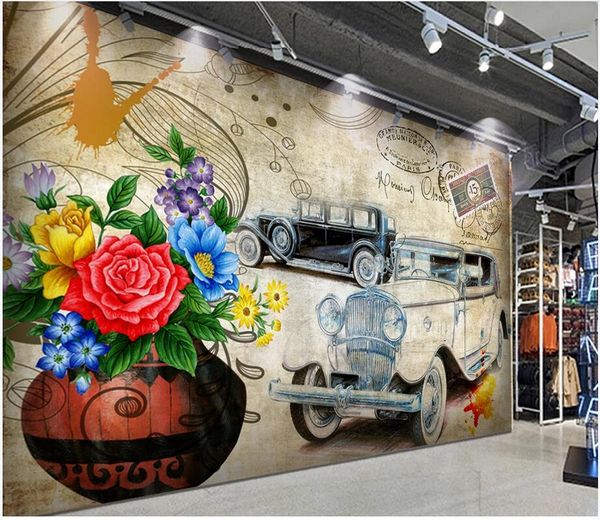 

3d wall murals wallpaper custom p on the wall nostalgic european-style flowers european and american oil painting background wall