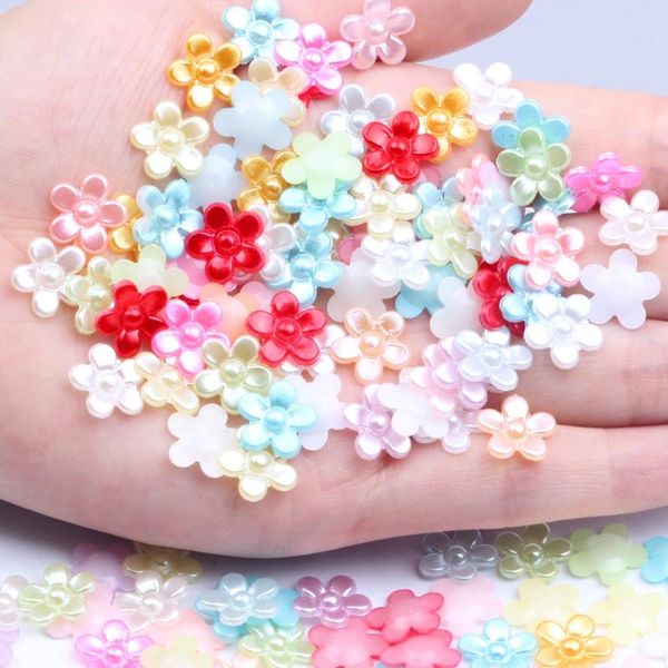 

half pearls 11mm flatback flower abs imitation pearl 90/1000pcs mixed colors ivory white diy nail jewelry decorations, Silver;gold