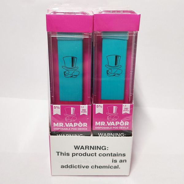 

MR VAPOR Одноразовая Pod Device 280mAh Аккумулятор 1,3 мл картридж Бобы Vape Pen МРТ пара Одноразовая Vape Испаритель Кристалл Box Упаковка