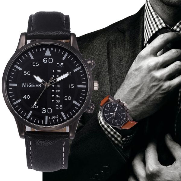 

zerotime #501 2019 new wristwatch retro design leather band analog alloy quartz wrist watch luxury black gifts ing, Slivery;brown