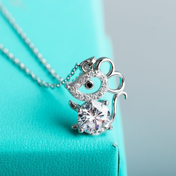 

2020 year mouse pendant necklace silver925 cubic zirconia necklace jewelry drop shipping, Silver