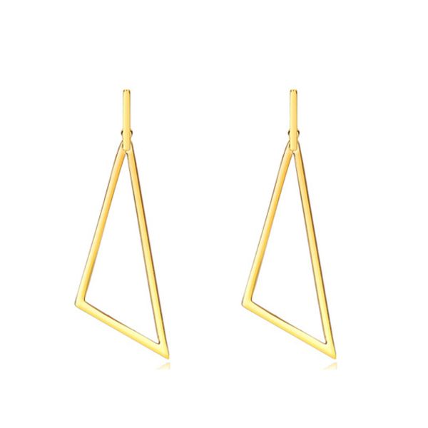 

fairladyhood classic triangle hoop earrings for women stainless steel exaggeration hip-hop fashion hoops earrings gold jewelry, Golden;silver