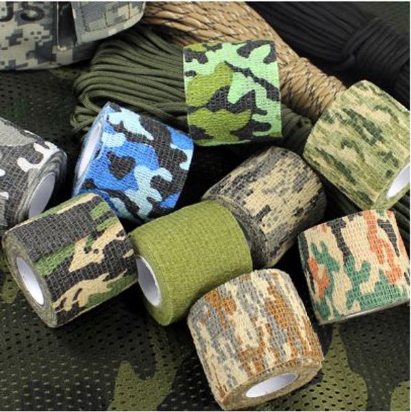 Nastro mimetico multifunzionale per esterni Nastro non tessuto autoadesivo impermeabile antiscivolo Camouflage Caccia Paintball Airsoft Rifle Tape