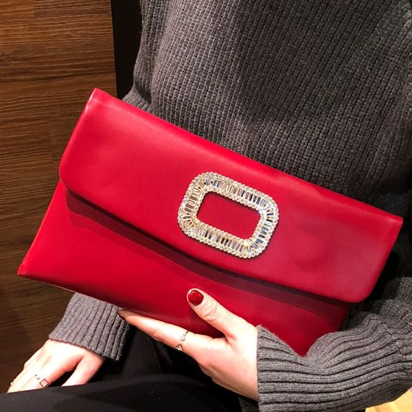 

women diamond envelop clutch bag daily dressed club handbag with long strap female shoulder bag red purse