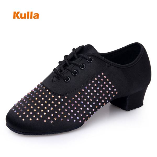 

latin dance shoes children's women square heels 4cm pu kids woman's girls ballroom tango practice dancing shoes soft sole indoor