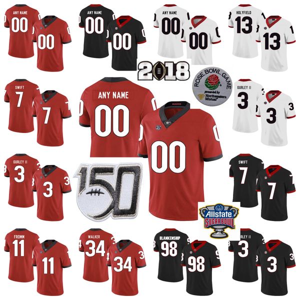 

грузия бульдоги американский футбол джерси гершель уокер джерси брентон кокс ichard lecounte iii джеймс кук iii смит-младший пользовательски, Black