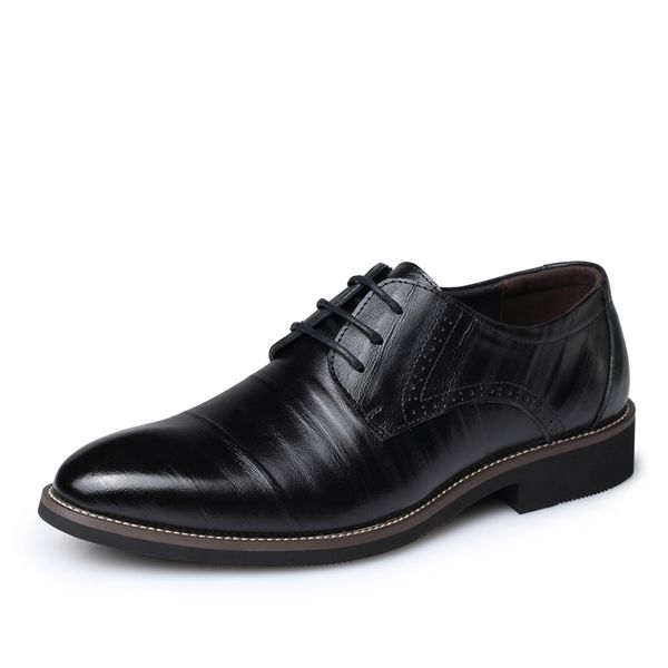 

oxford shoes men brogues lace-up bullock business dress shoes male formal shoes, Black