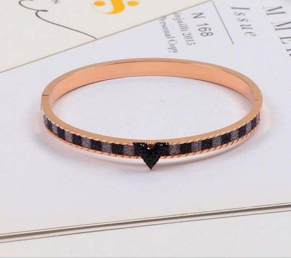 

korean new black diamond bracelet with titanium steel 18k rose gold jewelry bracelet, Golden;silver