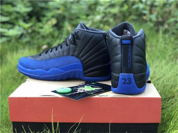 

2019 air authentic 12 game royal black blue high og mens basketball shoes 130690-014 real carbon fiber running sneakers size 7-14