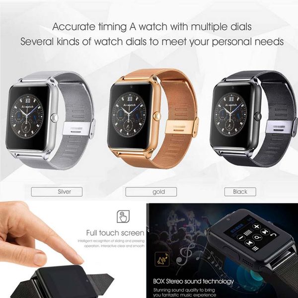 

z60 smart watch gt08 plus metal strap support camera sim tf card bluetooth compatible android pk y1 s8 x7d dz09 v8 watch