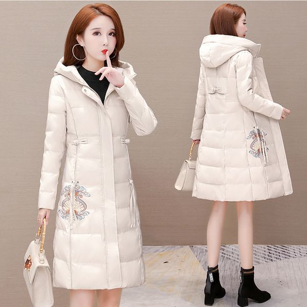 

women's down & parkas national wind padded coat 2021 winter retro cotton chinese style embroidered cothing women thick e37, Black