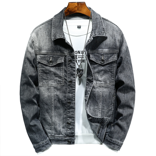 

men's jackets denim jacket hip hop retro street casual pilot harajuku fashion hole slim buttoned gray, Black;brown