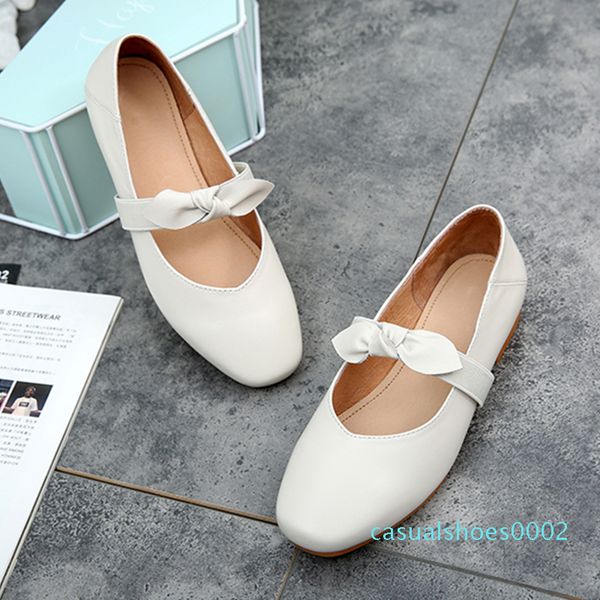 

women flats summer spring single oxford shoes 2020 genuine leather flat bow ballet shoes for woman brogues slipon c02, Black