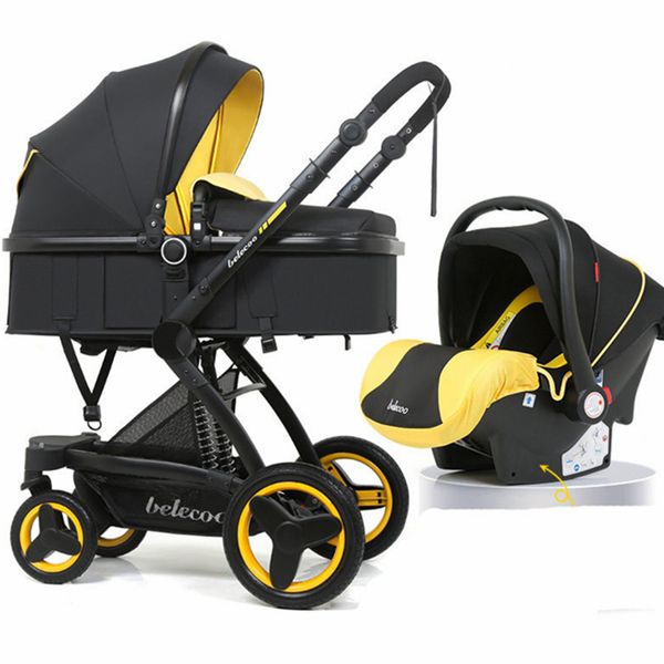 

luxury baby stroller high landscape 3 in 1 fashion carriage european pram suit for lying and seat