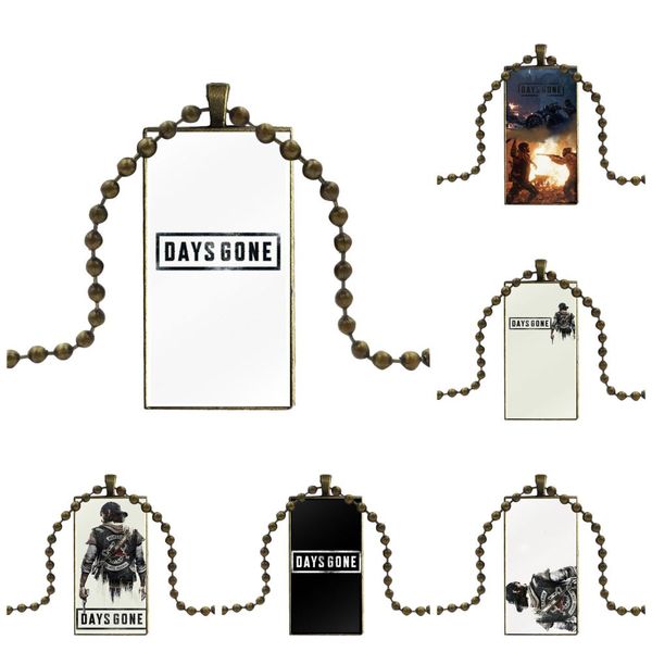 

cool game days gone logo poster necklace fashion long chain with rectangle necklace jewelry for girls wholesale, Silver