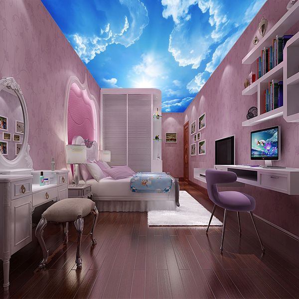 

blue sky and white clouds ceiling mural wallpaper sky ceiling wallpaper 3d living room bedroom roof sticker roof wallpaper
