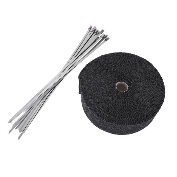 

black fiberglass exhaust header wrap pipe wrap tape turbo heat insulation cloth for downpipe car motorcycle