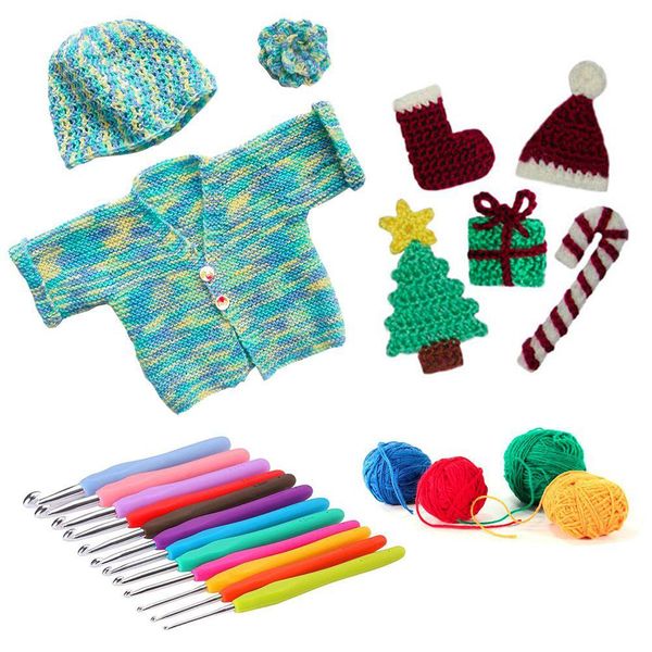 

41pcs rainbow soft grip handle crochet hook knitting needle sewing accessory set useful, Black