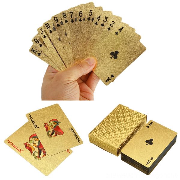 

waterproof poker set deck gold foil playing cards board game magic running wear athletic & outdoor apparel cards gift collection, Black;blue