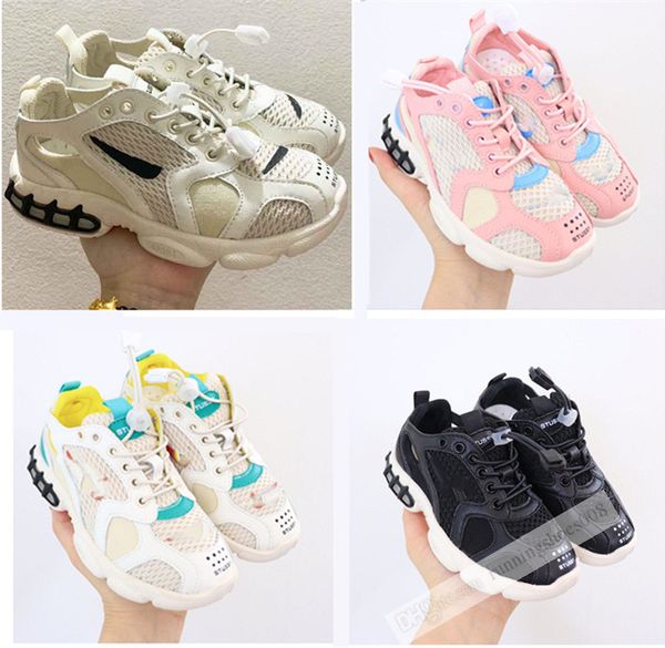 

spiridon cage 2 kids shoes new boys gilrs sneakers black white pink blue elastic band babys children running shoes size 9c-3y, White;red