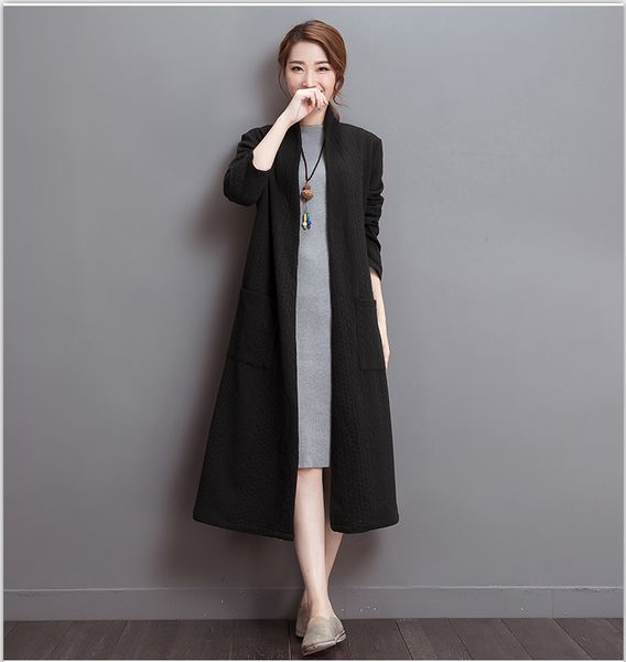 

2019 designer new autumn ladies cardigan women casual stand collar long coat women long trench lady long sleeves cardigan sweater wholesale, Tan;black