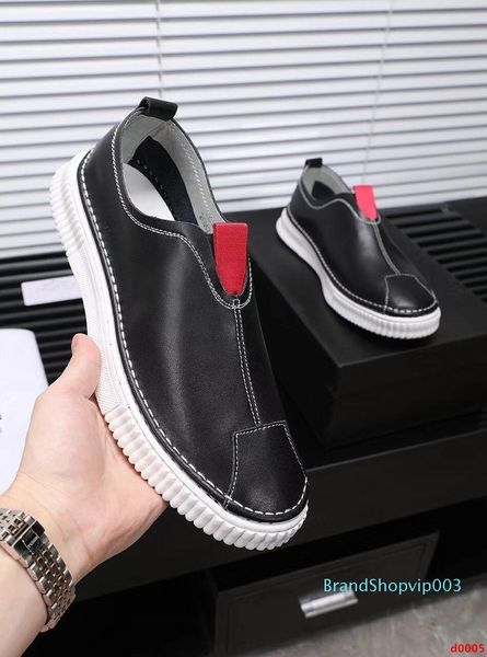 

new spring and summer high men's casual shoes breathable cowhide printed material uppers stylish wear-resistant sneakers, Black