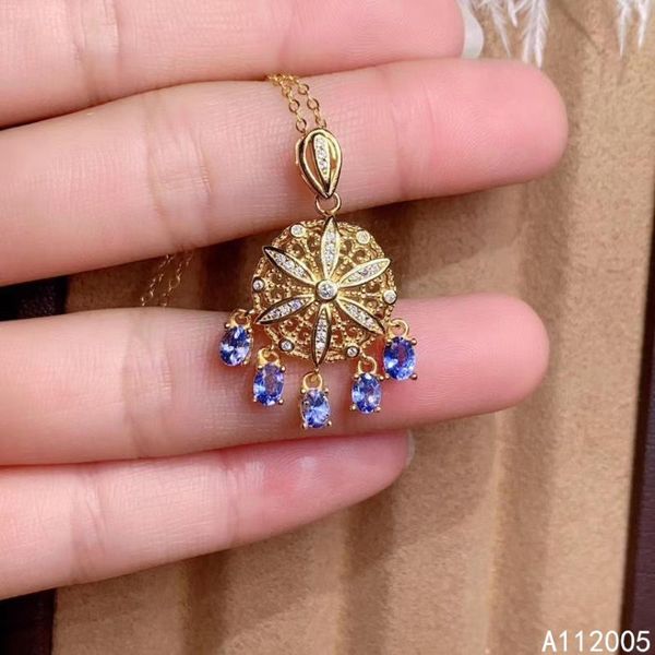 

kjjeaxcmy fine jewelry 925 sterling silver inlaid natural tanzanite female pendant necklace beautiful support detection
