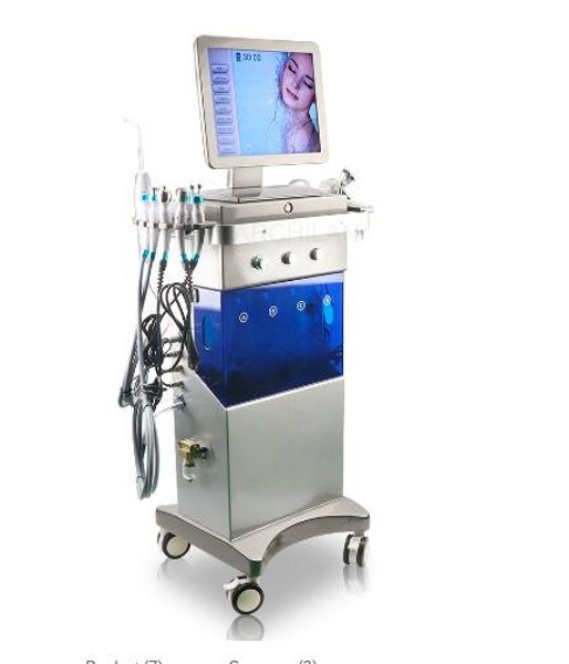 

2019 multi-function 9 in 1 skin care blackhead remover vacuum products face hydra ultrasound facial beauty machine diamond dermabrasion, Black;white