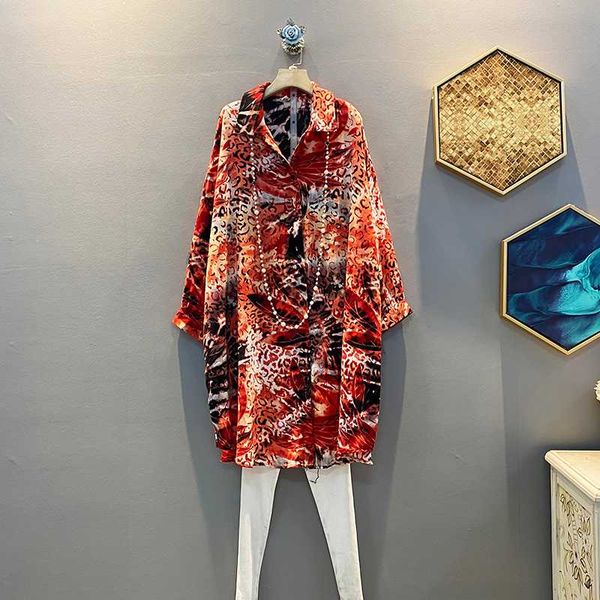 

ewq] 2020 spring summer new arrivals turn down collar regular sleeve print pattern women fashion casual loose shirt long aw392, White