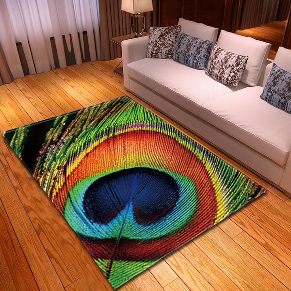 

101peacock feather printing carpet bedroom dining room floor mat living room