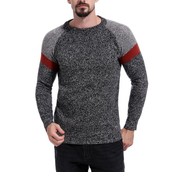 

2019 autumn casual men's sweater o-neck contrast color knitwear plus size mens sweaters pullovers pullover male streetwear, White;black
