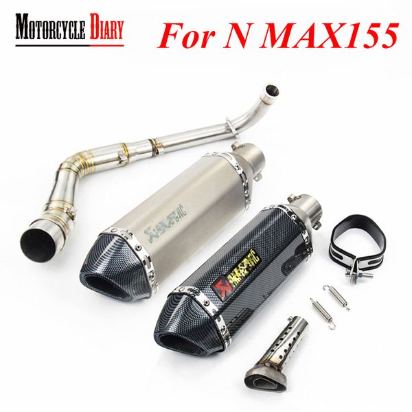 

for n max nmax 155 n-max155 51mm motorcycle exhaust slip-on middle front link pipe akrapovic escape moto link modified ak