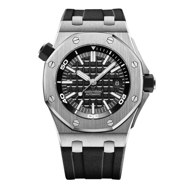 

luxury mens designer automatic mechanical movement watches sapphire glass 5 atm waterproof rubber watchband diving super luminous watch u1, Slivery;brown