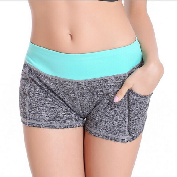 

women yoga sports training running short pants gym sweatpants workout shorts with pocket, White;red