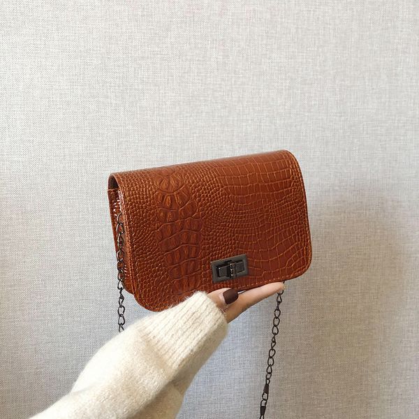 

bag female 2020 new korean version simple fashion embossed small square bag crocodile chain crossbody shoulder