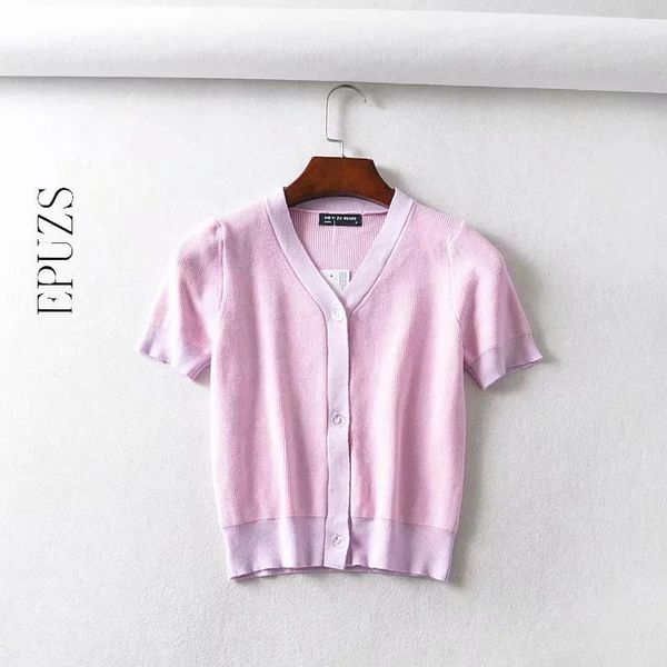 

sexy pink кардигана женщины кнопка кадрирования свитер обрежется кардиган стрит v-образного вырез желтого корейского свитера 2019, White