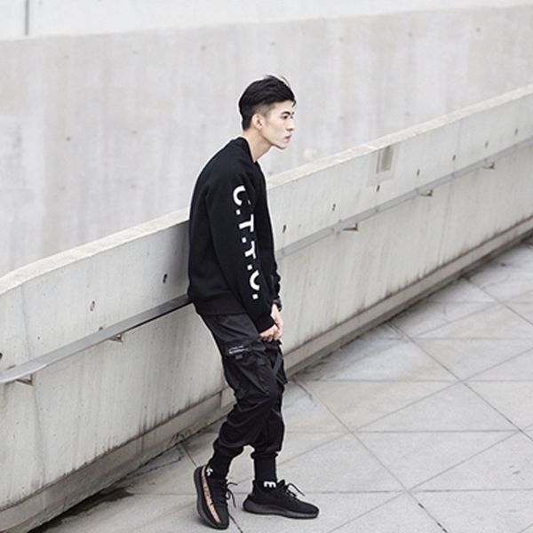 

primavera outono дос homens fitas хип-хоп панк-рок calças де carga ком muitos bolsos руа corredores casuais tático гарем calças, Black