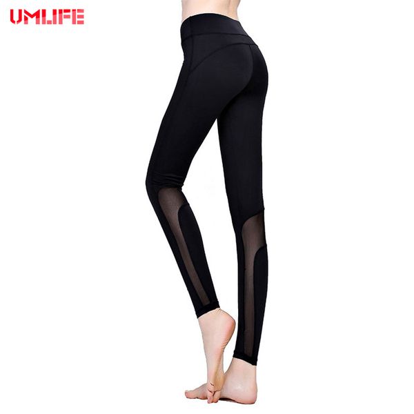 

umlife woman mesh sports leggings yoga pants elastic sport women fitness for women splice running tights leggings sportwear yoga, White;red