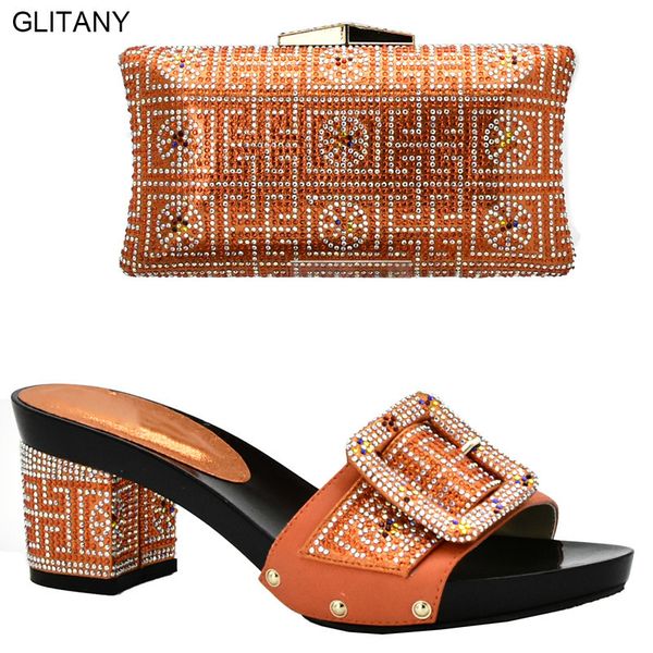 

orange color italian shoes with matching bags for women african women italian shoes and bag set nigerian women shoes and bag, Black