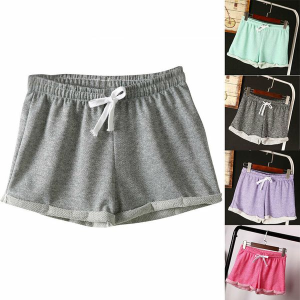 

women ladies fashion casual shorts sports gym workout waistband running gym solid high waist shorts, White;black