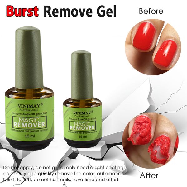 

vinimay burst magic nail remover 15ml uv gel nail polish soak off nail art primer acrylic clean degreaser 50pcs