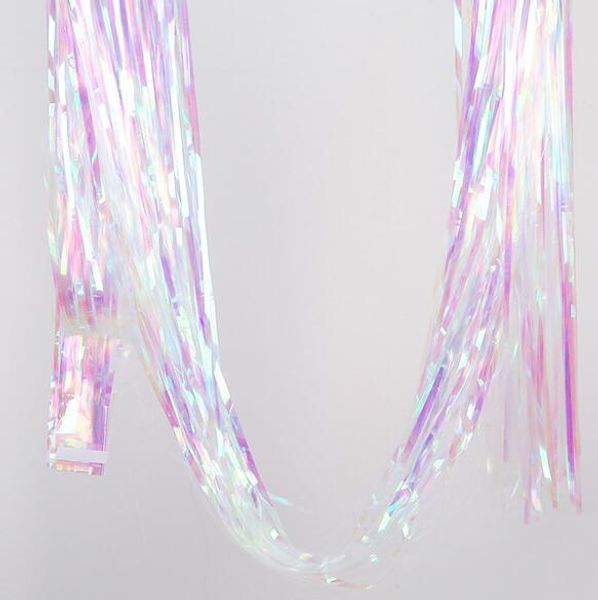 

wholesale party backdrop wedding room decoration foil curtains colorful transparent rain-silk curtain tassels 1m wide and 2m long wq63