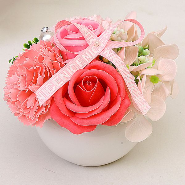 

romantic valentine's day gift box ceramics soap rose flower potted bath body petal scented soap wedding christmas decoration