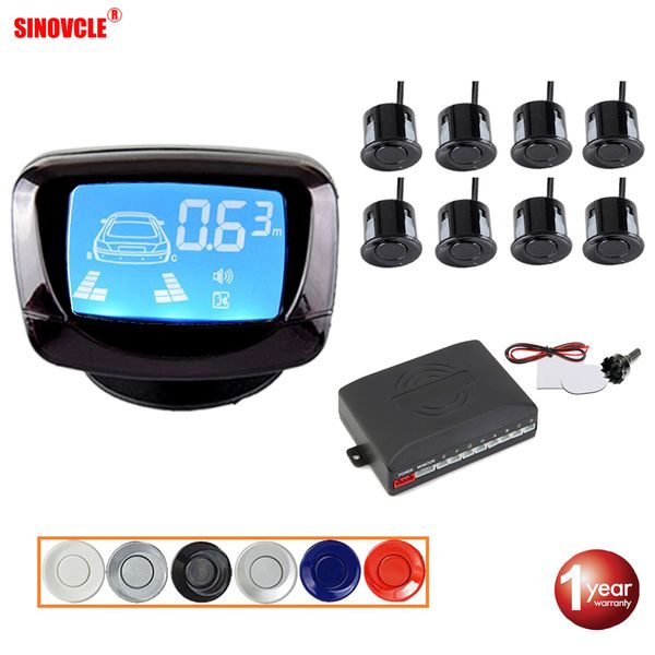 

sinovcle car parking sensor kit 8 sensors 22mm lcd display car reverse backup radar monitor system 12v